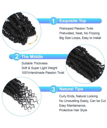 Pretwisted Passion Twist Crochet Hair 12 Inch - 9 Packs, Soft Pre-looped Short Black Curly Braids for Women - 1B (Pack of 9) - Buy Online on GoSupps.com