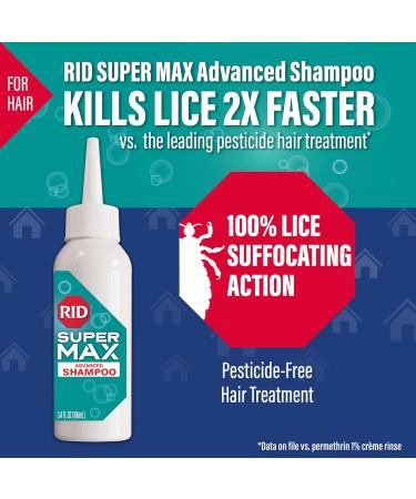 RID Super MAX 5-in-1 Lice Treatment Kit - Kills Super Lice & Eggs | Shampoo Comb & Home Spray (3.4 FL OZ - Buy Online on GoSupps.com