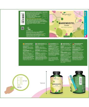 Vegavero Marie Thistle | 365 Capsules | With 80% Silymarin + 30% Silybin | No Additives | Natural Liver Deturative + Digestion | Vegan - Buy Online on GoSupps.com