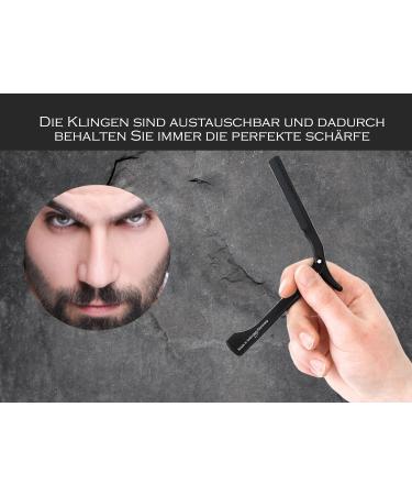 Solingen Razor Shaving Set for Men | Interchangeable Blades | Made in Germany | Premium Beard Care Knife | Perfect Wet Shave in Black - Buy Online on GoSupps.com