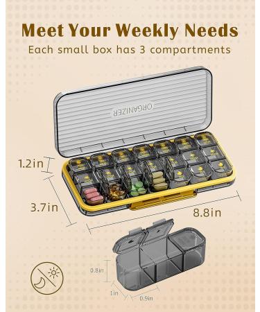 Weekly Pill Organizer 3 Times A Day - AM PM 7 Day Medicine Box Large Travel Case for Vitamins & Supplements (Green - Buy Online on GoSupps.com