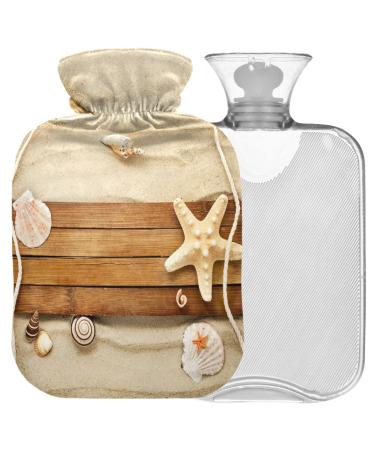 Naanle wood beach Seestern hot water bottle with cover transparent hot water bottle 2l large hot hot water bottle for bed handfoots Warmer pain relief heat and cold therapy