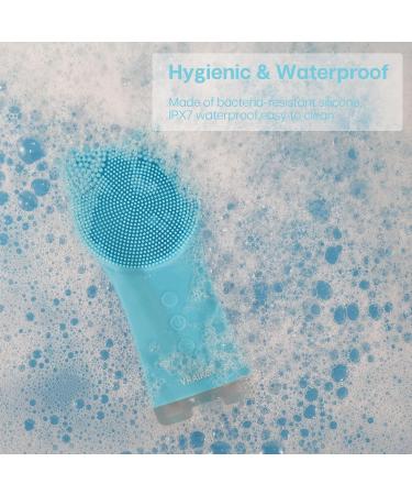 Vraiko Mia Facial Cleaning Brush - Waterproof Rechargeable Silicone Brush with Adjustable Vibration for Deep Cleaning & Gentle Peeling - Sky Blue - Buy Online on GoSupps.com