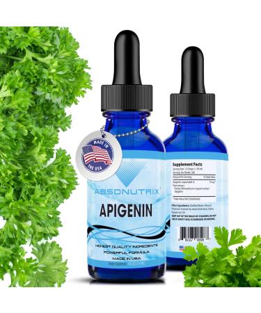 Absonutrix Apigenin 75 mg per Serving 4 Fl Oz Bottle 200 Potent Servings Made in USA Quick Absorption Quality Potent Ingredients Non-GMO GMP Certified Facility Cruelty-Free Products
