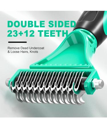 LIUCOLI Professional Pet Hair Remover Rake for Shedding - Cat, Dog, Rabbit Grooming Comb - Green - Buy Online on GoSupps.com