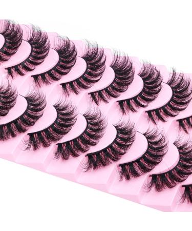 Natural Look 18MM Cat Eye Faux Mink Lashes by Goddvenus - Light, Fluffy, Wispy, Curly, 3D Volume D Curl Fake Lashes for Extension-like Pestanas Postizas Naturales - G-Fluffy Pack - Buy Online on GoSupps.com