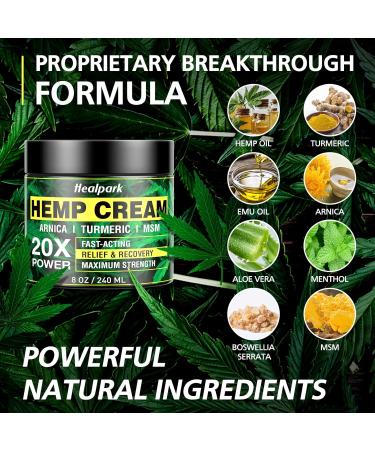 Buy Maximum Strength Natural Hemp Cream 8 fl oz - Arnica MSM Turmeric Emu Oil - Relieve Muscle & Joint Pain Worldwide - Buy Online on GoSupps.com