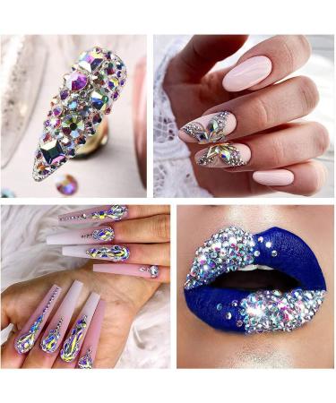DIY Nail Crystal Rhinestones+Flat Back Round Rhinestones+Picking Up Pen+Tweezer Accessory - Buy Online on GoSupps.com