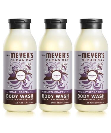 Mrs. Meyer's Moisturizing Body Wash for Women and Men Biodegradable Shower Gel Formula Made with Essential Oils Lavender 16 oz - Pack of 3
