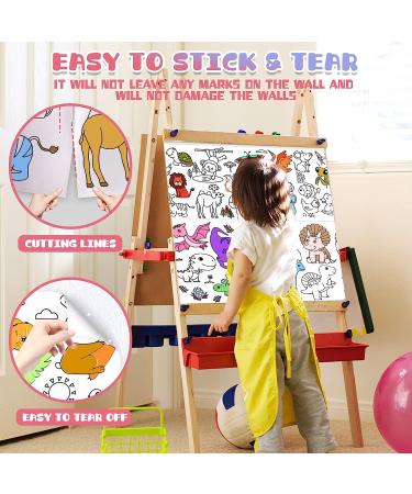 2Pcs Children's Drawing Roll - DIY Painting Paper Roll for Kids - Dinosaur & Animal Coloring Stickers - 118X14.9 Inch - Buy Online on GoSupps.com