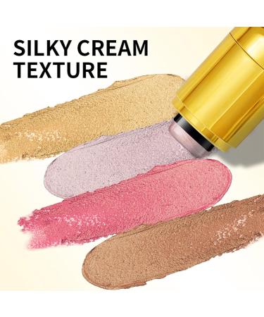 Rotating Highlight Stick Pocket Blush Stick 3-in-1 Buildable Natural Pearlescent Blush Highlighter Contour Beauty Stick for Cheeks Eyes and Lips Non-Greasy Lasts All Day Easy to Use (2# 5.3g) - Buy Online on GoSupps.com