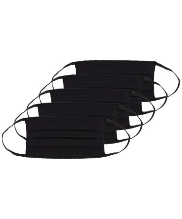 Oscar Apparels Reusable Face Mask 100% BCI Cotton with Elastic Loop Adult (5 Pack) One Size (Pack of 5) Black - Buy Online on GoSupps.com