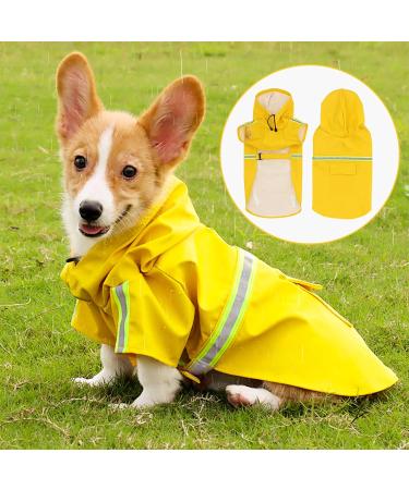 Hundred Coat Adjustable Waterproof Dog Mackintosh with Hood & Reflective Stripes - Yellow for Small Medium & Large Dogs - Buy Online on GoSupps.com