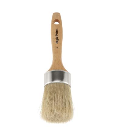 Large 2-in-1 Round Chalk & Wax Finishing Brush All Natural Hog Bristles Ergonomic Handle Stencil & Pouncer Paintbrush for DIY Furniture, Hobby Paint, Faux & Wax Finishing, Stenciling 2" x 2.36" Single Pack
