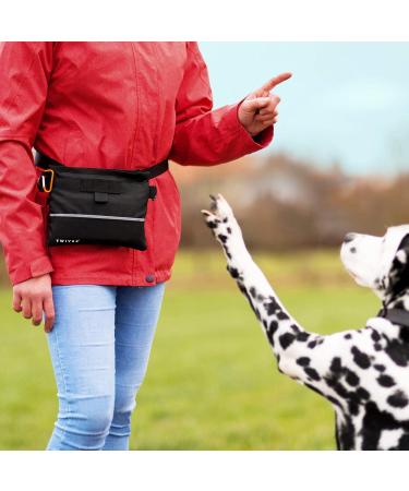 Twive Treats for Dogs - One-Handed Snap Lock Food Bags with Removable Inner Pocket | Dog Training Feed Bag with Carabiner - Black - Buy Online on GoSupps.com