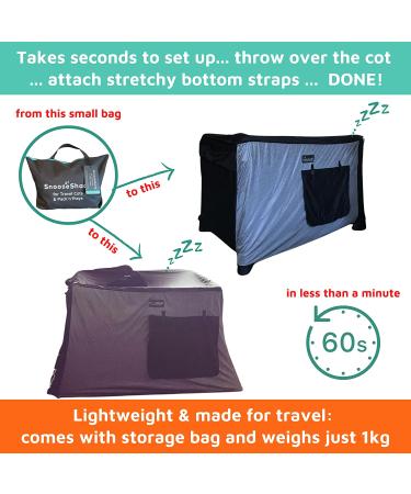 SnoozeShade Pack and Play Blackout Tent - Award-Winning Baby Travel Essential for Toddler Bed - Blocks 94% of Light - Breathable Cover for Safety and Comfort - Buy Online on GoSupps.com