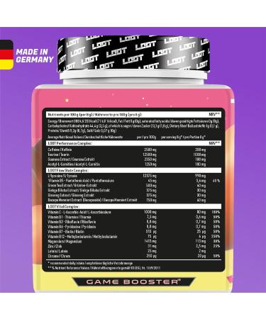 Buy Loot Game Booster - Enhance Concentration & Endurance | 50 Servings (400g) | Caffeine & 20 Unique Ingredients | Flow-State Formula - Pixel Peach - Buy Online on GoSupps.com