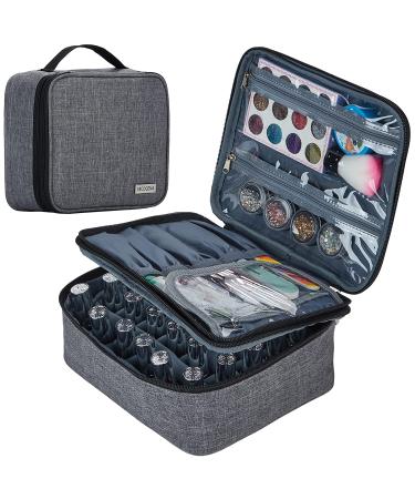 NICOGENA Double Layer Nail Polish Holder Organizer Bag | Holds 30 Bottles | Secure Soft Storage Cube | Manicure Set Case | Grey - Buy Online on GoSupps.com