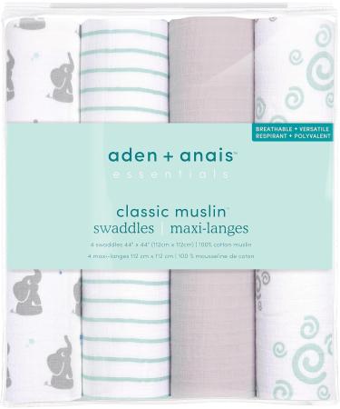 Aden + Anais Muslin Swaddle Plus Baby Star - Elephants | Soft & Breathable Fabric - Buy Online on GoSupps.com