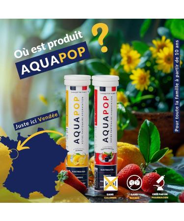 Aquapop - Electrolyte Tablets - Sugar Free - Promotes Hydration and Energy - 20 Mineral and Vitamin Tablets - Sport & Wellness (Lemon) - Buy Online on GoSupps.com