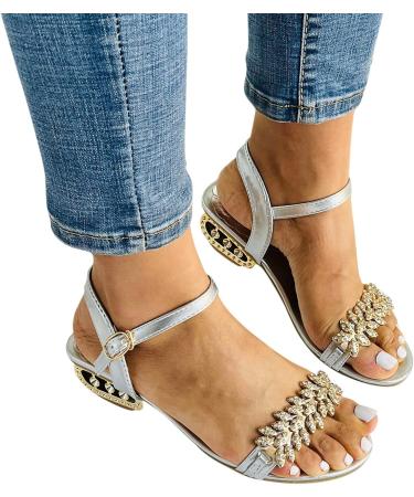 Buy XTZYGLFD Women's Crystal Sandals - Bohemian Summer Slippers in Silver | Stylish Footwear for Women - Free International Shipping - Buy Online on GoSupps.com