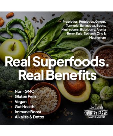 Country Farms Immune Defense Superfoods Drink Mix - Vitamin C & Black Elderberry - Hydration Support with Probiotics & Prebiotics - Berry Flavor - 40 Servings - Buy Online on GoSupps.com