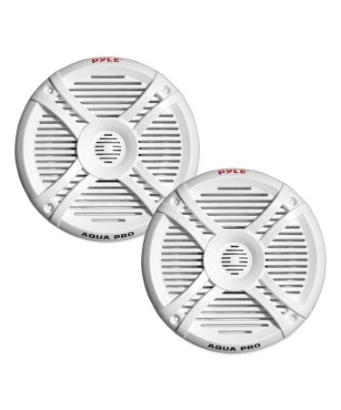 Pyle Dual 7.7'' Water Resistant Marine Speakers, 2-Way Full Range Stereo Sound, 280 Watt, White (Pair) Standard Packaging
