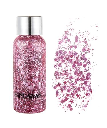 Holographic Body Glitter, TEOYALL Long Lasting Glitter Shimmer Chunky Sequins Glitters for Body, Face, Hair Makeup (Pink) #3 Pink