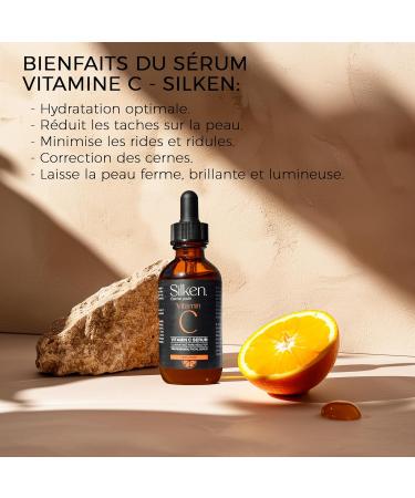 Vitamin C Serum (60 ml) with Hyaluronic Acid and Vitamin E. Anti-wrinkle | Anti-dark circles | Skin blemish corrector | Facial hydration. Firm smooth and luminous skin. 100% vegan - SILKEN - Buy Online on GoSupps.com