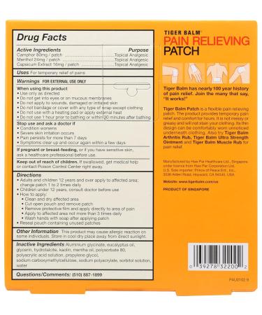 Tiger Balm Pain Relief Patches - 5 Count for Fast International Shipping - Buy Online on GoSupps.com