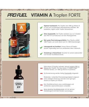Vitamin A Drop Forte - 1000 g per Drop | 5400 Drops | High Bioavailability Vegan Lab Tested No Additives - Buy Online on GoSupps.com