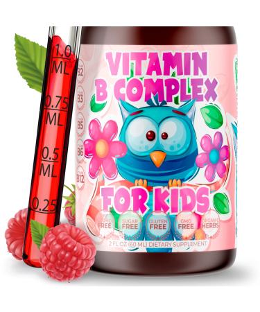 Amay Vitamin B-Complex for Kids Liquid Sublingual Vegan Drops - Premium Supplement Vitamins B b12 b6 b5 b3 & b2 - Fast Absorption Natural Energy Boost Immune System & Mental Focus Support 2 Fl Oz (Pack of 1)