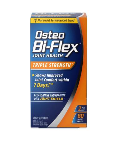 Osteo Bi-Flex Triple Strength(5), Glucosamine Chondroitin with Vitamin C Joint Health Supplement, Coated Tablets, 80 Count (Pack of 1) - Buy Online on GoSupps.com