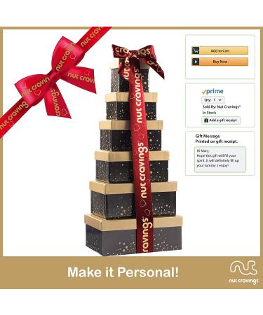 Dried Fruit & Nuts Gift Basket Tower with Red Ribbon - 12 Assortments, Holiday Gourmet Platter & Birthday Care Package - Healthy Kosher Snack Box for Adults - Buy Online on GoSupps.com
