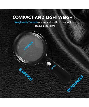 HYOIIO 10x Magnifying Glass with Light  Lighted Magnifying Glass 10X with 12 LED Lights for Seniors Kids- Large Magnifying Glass for Reading  Inspection  Coins  Jewelry  Explorin 10x-black - Buy Online on GoSupps.com