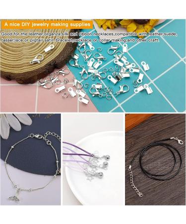 500Pcs Jewelry Making Kit: Fold Over Cord Ends Set with Lobster Claw Clasps, Jump Rings, and Cord Clamp Ends in Silver - DIY Jewelry Accessories - Buy Online on GoSupps.com