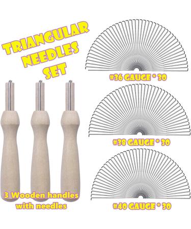 T.F GHG 96 Pieces Triangular Needle Felting Needles  36 Gauge 38 Gauge 40 Gauge  3 Wooden Handles  Wool Needle Felting Tool Kit  5MM Barb Spacing  3 Edges  3 Barbs Per Edge  Total 9 Barbs - Buy Online on GoSupps.com