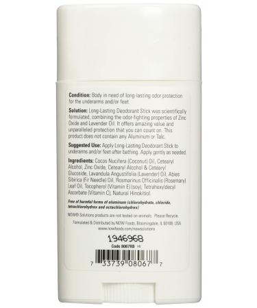 Now Foods Long-Lasting Lavender Deodorant Stick - 2.2 oz (62 g) | Refreshing & Natural - Buy Online on GoSupps.com