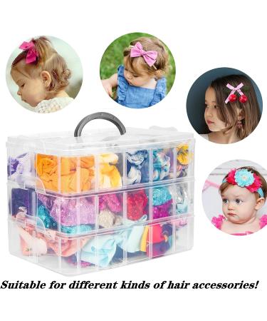 JOYMOMO Hair Bow Holder Organizer - Three-layer Storage Box for Headbands, Clips, Ties, Scrunchies - Baby Girl Hair Accessories Storage - Transparent Organizer for Hair Bows (Accessories Not Included) - Buy Online on GoSupps.com