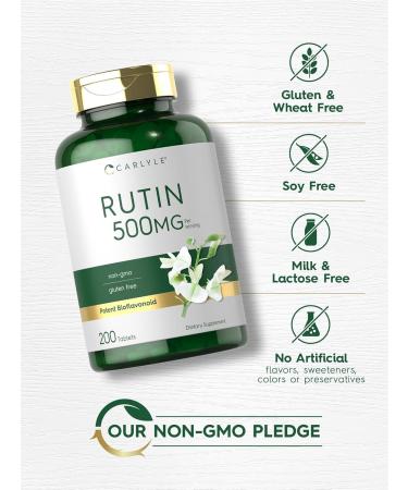 Carlyle Rutin 500mg Supplement | 250 Caplets | Vegetarian, Non-GMO, Gluten Free - Buy Online on GoSupps.com