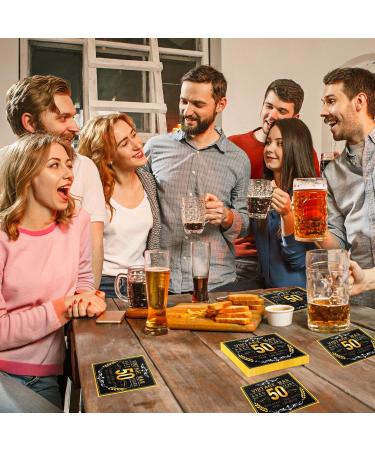 Vintage Black Gold 50th Birthday Napkins - 40 Pack Disposable Cocktail Napkins for Men s 50s Party Decorations - Buy Online on GoSupps.com