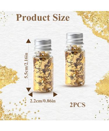 Edible Gold Leaf Sheets Cake Sprinkles Small Foil Paper Food Decorating Multifunction Food Colouring Topper Lustre Dust Ornament Flakes for Chocolate Drink Ice Cream Decoration Mask (2 Bottle) - Buy Online on GoSupps.com