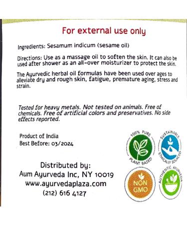 Buy Premium Sesame Abhyanga Massage Oil | Pure & Natural | International Shipping Available - Buy Online on GoSupps.com