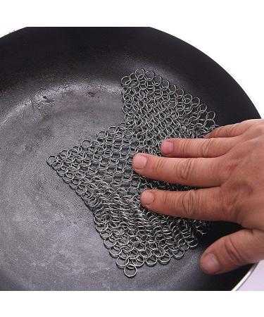 Stainless Steel 316L Chainmail Scrubber for Cast Iron & Dutch Ovens - 8x6 - Pre-Seasoned Pan Cleaner - Buy Online on GoSupps.com