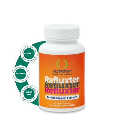 Nutritist Refluxter Sodium Alginate Capsules Natural Acid Reflux & GERD Relief Supplement. Supports LPR Silent Reflux Heartburn Indigestion. Alginate Therapy. Alginato de Sodio. Made in USA