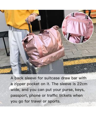 Fancyfree Double Layers Large Travel Tote Bag with Shoes Compartment - Ideal Gym Duffle Bag for Women and Men (Rose Gold) - Buy Online on GoSupps.com