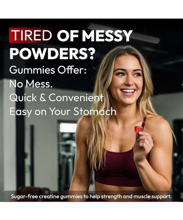 Creatine Monohydrate Gummies Strawberry - Vegan Sugar Free 5g Per Serving | Muscle Builder & Recovery | 120 Count - Buy Online on GoSupps.com