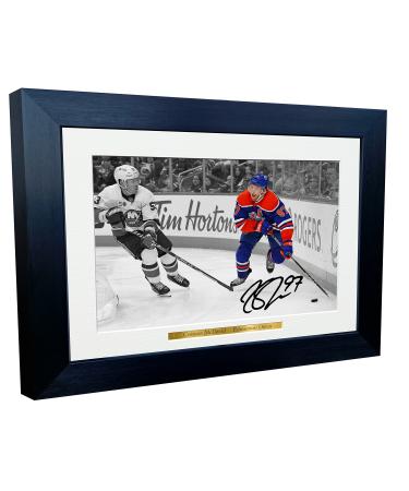 Kitbags & Lockers Connor McDavid Edmonton Oilers NHL Autographed Photo Frame 12" x 8" A4 Black & White