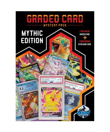 Graded Pokemon Card Mystery Pack | 1 PSA or CGC Graded Card + 1 Non Graded Ultra Rare Card | Grade 8+ Guaranteed | Contains Vintage & Modern Cards | Mythic Edition | by Collectors Summit