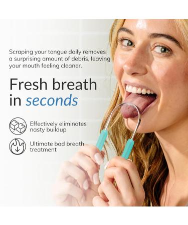 Stainless Steel Tongue Scraper for Adults - 2 Pack with Travel Cases | Reduce Bad Breath Fast | Metal Tongue Cleaner - Buy Online on GoSupps.com